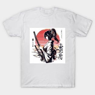 girl japanese culture katana T-Shirt